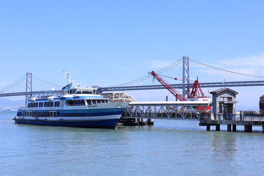 Ferry at a San Francisco pier