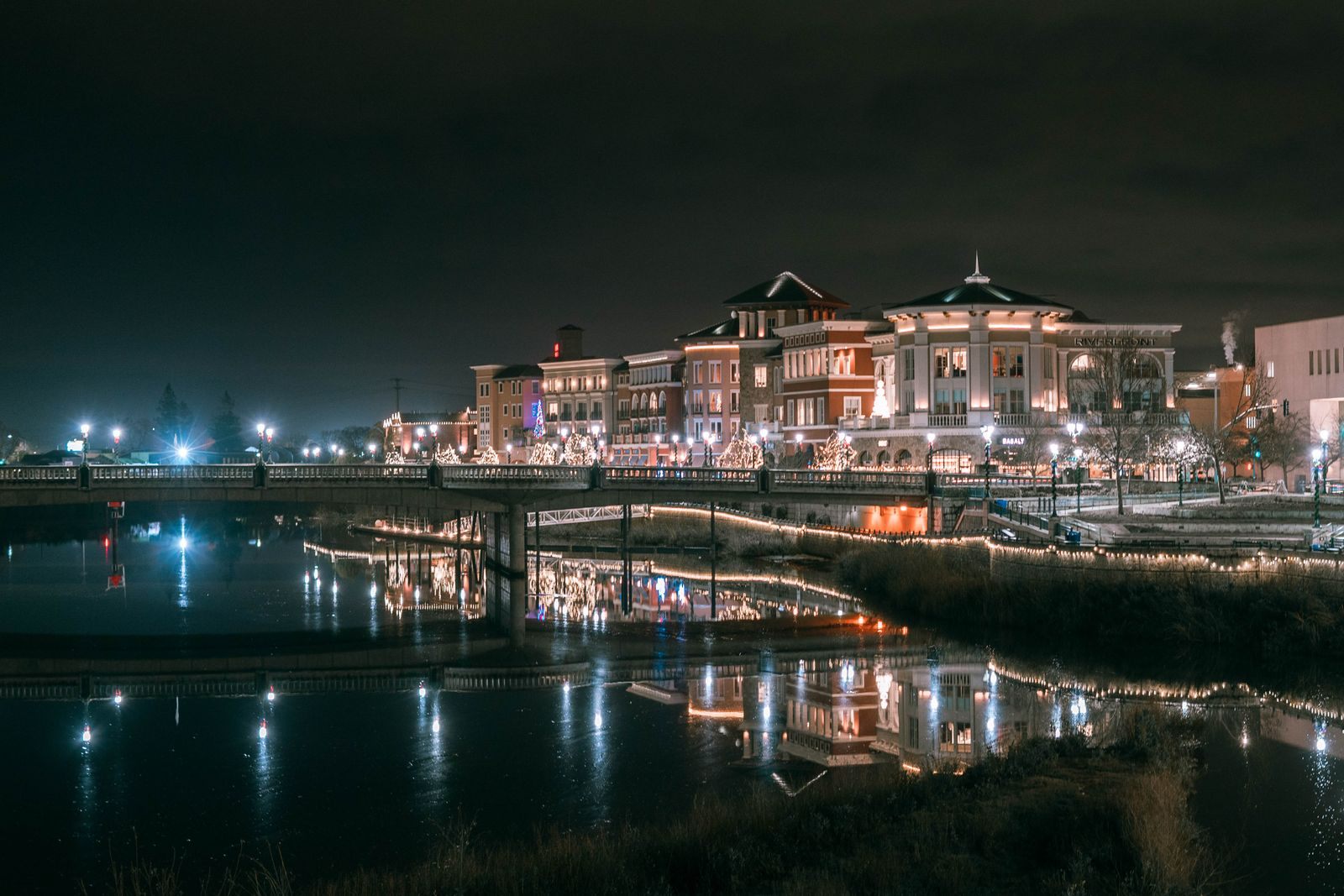 Napa riverfront at night